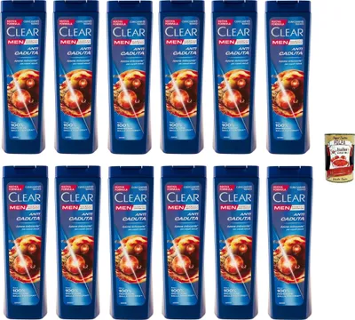 Produktbild von Clear ANTI CADUTA Men Shampoo für schwaches Haar - Shampoo Gegen Haarausfall 12x 225ml + Italian Gourmet polpa 400g