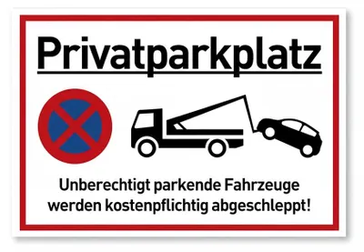 Produktbild von Mucola Privatparkplatz Schild Parken Verboten 30x20 cm – wetterfeste Kunststoffplatte, Hinweisschild für Parkverbot, UV-beständig, für Innen & Außen
