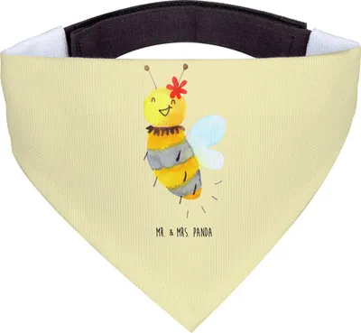Produktbild von Mr. & Mrs. Panda Dreieckstuch Biene Blume - Gelb Pastell - Geschenk, Halstuch für Hund, Bandana, Hunde, Hals Tuch