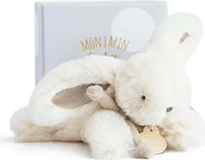 Image de Coffret cadeau Doudou - Lapin en peluche beige 16 cm