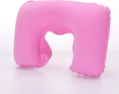 Produktbild von Aufblasbares Kissen - Nackenkissen - Nackenhörnchen - Reisekissen - Campingkissen - Rosa