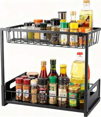Immagine prodotto di Scaffale portaoggetti a 2 piani - Organizzatore estraibile per lavello - Scaffale da cucina/bagno in acciaio - 26,9 x 36,1 x 27,9 cm