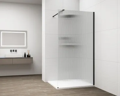 Produktbild von Polysan ESCA BLACK MATT Dusch-Glasteil, Wandmontage, Glas Flute, 1400 mm