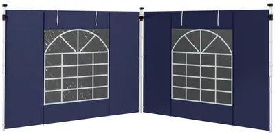 Produktbild von Outsunny 2 Seitenteile Seitenwände für 3x3/3x6m Pavillon mit Fenster, Tür, Blau