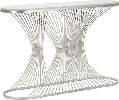 Produktbild von FURNLUX Konsolentisch Gestreift Silber 120cm / Hauptfarbe: Silber / Abmessungen: 120 x 79 x 35 cm