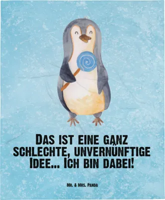 Produktbild von Mr. & Mrs. Panda Kinderdecke Pinguin Lolli - Eisblau - Geschenk, Schmusedecke, Plaid, Kinderwagendecke, Erstlingsdecke, Babydecke, Rebell, Schlummerdecke, Unvernünftig