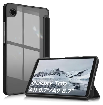 Produktbild von Fintie Hülle für Samsung Galaxy Tab A11 / Tab A9 (8,7 Zoll) – Stoßfeste Tablet Schutzhülle Transparent mit Trifold Standfunktion & Magnetverschluss für Samsung Tablet A11 2025 & A9 2023, Schwarz