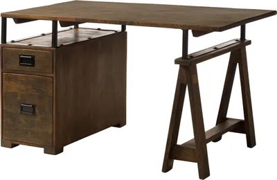 Produktbild von MASSIVMOEBEL24 Schreibtisch Mango 140x78x80 braun lackiert RAILWAY #429