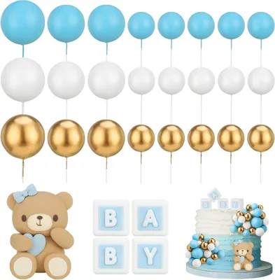 Productafbeelding van Taartdecoratie ballen cake topper beer roze - Set van 29 - Gender reveal feestaccessoires - Verjaardag - Feesten