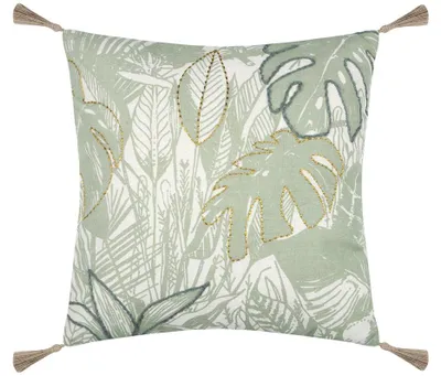 Immagine prodotto di Cuscino decorativo BOTANYS con frangia, 40 x 40 cm, verde