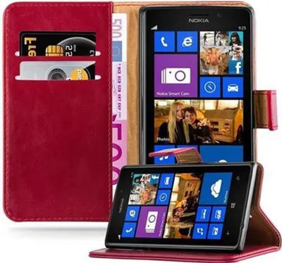 Produktbild von Cadorabo Hülle für Nokia Lumia 925 Schutzhülle in Rot Handyhülle Book Tasche Case Etui Luxury