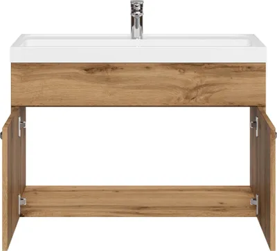 Produktbild von Badplaats Badmöbel Set mit Waschbecken und Unterschrank Paso 01 80 x 40 cm Eiche - Waschbeckenunterschrank mit Waschbecken