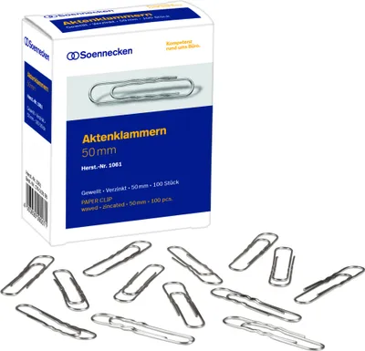 Produktbild von Soennecken Aktenklammer 1061 50mm gewellt verzinkt 100 St./Pack.