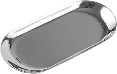 Ovale Edelstahl-Aufbewahrungsschale, klein, silber
