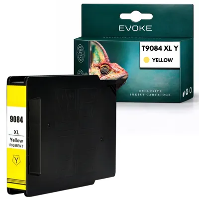 Image de Cartouche d'encre Evoke, compatible avec l'imprimante Epson T9084 C13T908440, couleur jaune, 70 ml, compatible avec les modèles WF-6590 et WF-6090