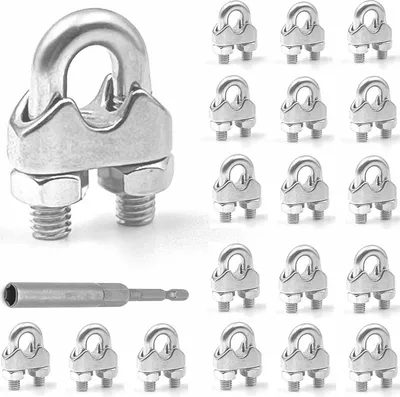 Produktbild von 30 Stück M5 Drahtseilklemmen Set Edelstahl Seilklemmen Kabelschellen mit Schraubenschlüssel Robuste U-Bolzen für 3mm Drahtseil Befestigung