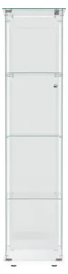 Obrázek produktu pro Skleněná vitrína – sběratelská vitrína s LED osvětlením – uzamykatelná – 1 dveře, 4 police – 163 × 40 × 35 cm – bílá