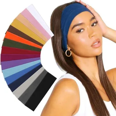 Produktbild von DRESHOW Haarband Damen Sport Dünn Stirnband Damen Baumwolle Haarbänder Elastisch Headband Antirutsch Haarband Yoga Laufen