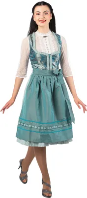 Produktbild von Dirndl Thora blau mit türkisblauer Taftschürze ohne Bluse, Groesse:42