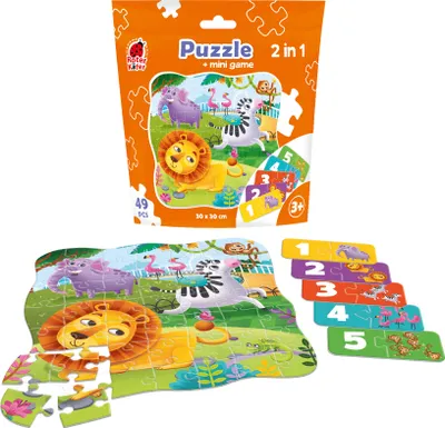 Immagine prodotto di Puzzle 49 elementów Zoo z mini grą RK1140-06
