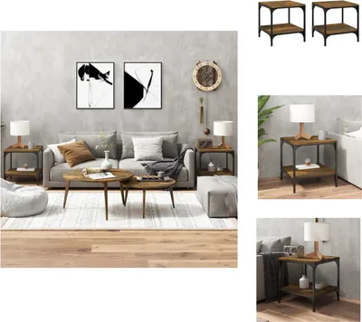 Immagine prodotto di vidaXL Tavolini 2 pz. Rovere affumicato 40x40x40 cm materiale a base di legno - Tavolini da salotto