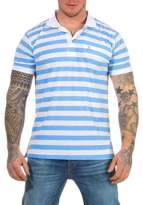 Produktbild von Herren Polo-Shirt mit Brusttasche Kurz-Arm ; Blau-Weiß L/52