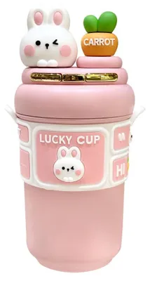 Isolierflasche 550 ml, Kawaii Hasenmotiv, Trinkflasche für Kinder