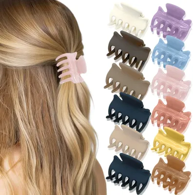 Imagen del producto de Pinzas para el cabello antideslizantes, juego de 12 unidades, clips de colores, ideales para cabello de grosor medio y fino