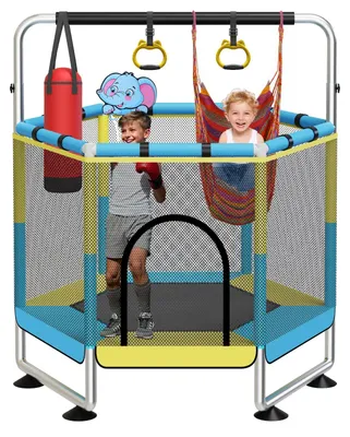 Kindertrampolin 150 cm mit Sicherheitsnetz, blau, bis 200 kg