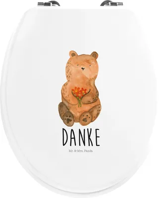 Produktbild von Mr. & Mrs. Panda Toilettendeckel Bär Dankbar - Weiß - Geschenk, Teddy, WC Brille, Danke, Klodeckel, Dankeschön, klo deckel, Blumen, Sitz, Klo-Deckel