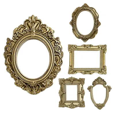 Produktbild von Vintage-Mini-Bilderrahmen – Fotorahmen-Set aus Kunstharz, dekorative Galerie-Stücke, kleine Rahmen im antiken Stil für Wand- und Tischdekoration