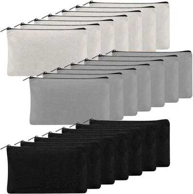 Immagine prodotto di 22 borse bianche con cerniera, borse in tessuto fai da te per set da trucco, perfette come regalo di nozze