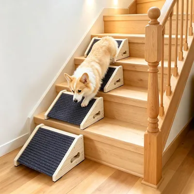 Hundetreppe aus Holz, 30x25x15 cm, 4 Stufen, rutschfest