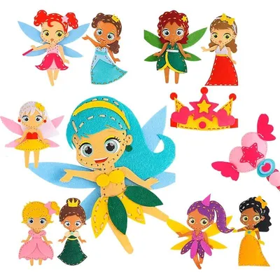 Image de Kit de couture en feutrine Enfants Fées - 12 pièces - Kit couture Figurines dès 5 ans