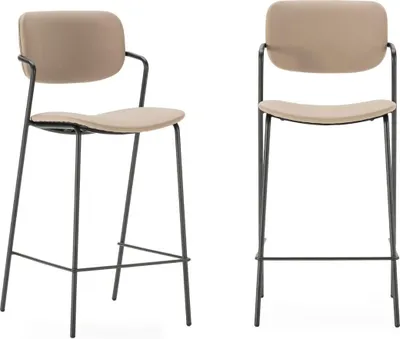 Image de CALICOSY - Lot de 2 tabourets avec pieds en métal noir H66 cm - MAIKA
