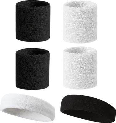 Produktbild von 4 Stücke Schweißbänder, Schweißabsorbierende Baumwollschweißbänder für Jungen und Mädchen, Ideal für Sportarten wie Fußball, Basketball, Tennis und Fitness, Bequem, Langlebig, Schweißabsorbierend