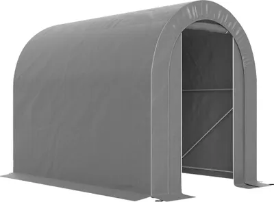 Image de Tente de jardin - Tente de stockage pour outils, vélos, motos - Structure métallique - Imperméable - 2,4 x 1,6 x 1,9 m - Gris