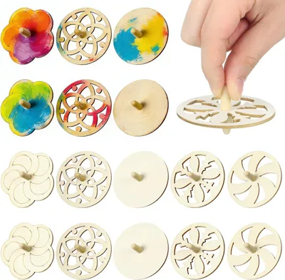 Imagen del producto de Juego de trompos de madera, 20 unidades, sin tratar, para que los niños los pinten