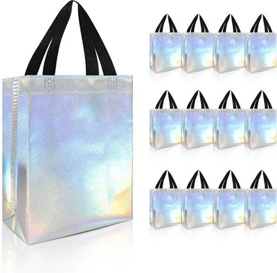 Productafbeelding van Recyclebare geschenkdoos met handvat - holografisch oppervlak - 25x15x10 cm
