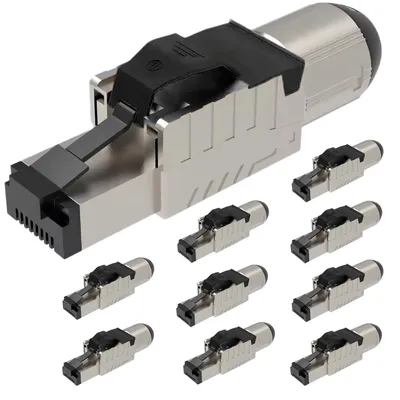 Produktbild von Netzwerkstecker Cat8 Cat8.1 RJ45 Stecker 10 Steckverbinder werkzeuglos geschirmt