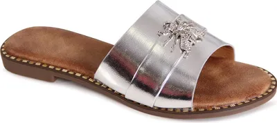 Produktbild von topschuhe24 3175 Damen Pantoletten Sandalen Glitzer Biene, Farbe:Silber, Größe:40 EU