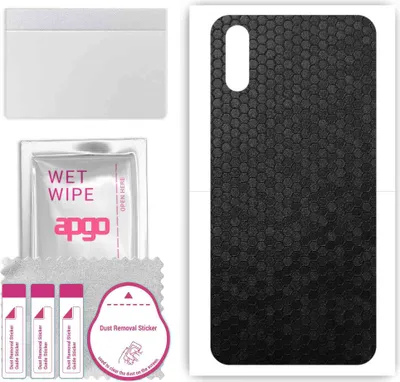 Produktbild von apgo Rückseite Schutzfolie, Skin, kompatibel mit Tecno Spark 4 Lite, Hinten Displayschutzfolie aus Vinylfolie, kratzfest, einfache Montage - Schwarze Honigwabe