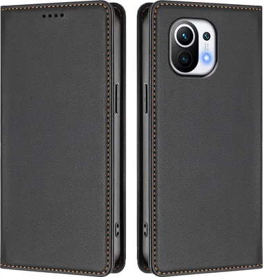 Obrázek produktu pro Kožené pouzdro pro Xiaomi Mi 11, magnetické flipové pouzdro zPolyuretankůže se stojánkem Černá