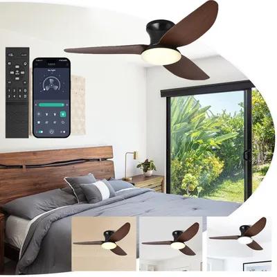 Obrázek produktu pro Moderní stropní ventilátor se světlem – 99 cm, s regulací jasu, chytrý, 6 rychlostí a tichý stejnosměrný motor, časovač, dálkové ovládání, ideální do obývacího pokoje a ložnice