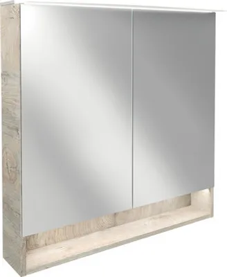 Zdjęcie produktu dla Szafka łazienkowa z lustrem FACKELMANN LED B.STYLE / Szafka łazienkowa z cichymi zawiasami / Wymiary (szer. x wys. x gł.): ok. 80 x 81,2 x 15,3 cm / Wysokiej jakości szafka z lustrem i oświetleniem / Korpus: szary