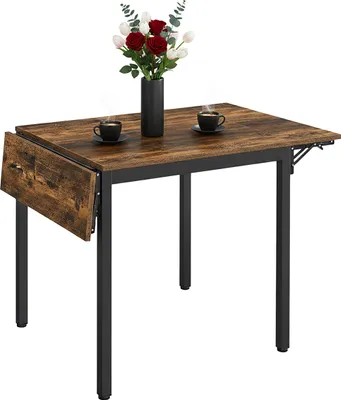 Produktbild von Relaxdays Esstisch klappbar, 2-4 Personen, HBT 76x120x78 cm, platzsparender Klapptisch, Küche, MDF, Eisen, braun/schwarz