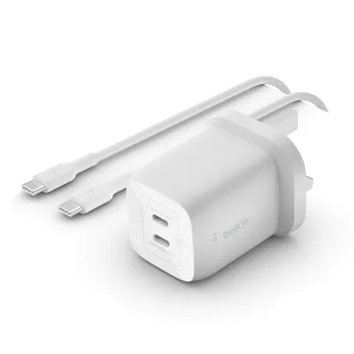 Immagine prodotto di Belkin Caricabatteria Doppio Dual Usb C 65W 2M Bianco