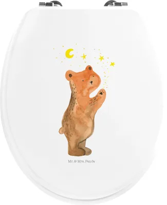 Produktbild von Mr. & Mrs. Panda Klodeckel Verliebter Bär - Weiß - Geschenk, Toilettendeckel, WC-Sitz, Spruch, Teddy, Verliebte, Partner, To The Moon And Back, Klobrille, Klo-Deckel