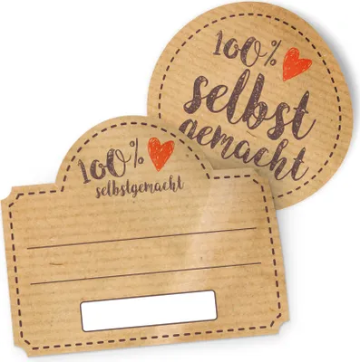 Produktbild von itenga Marmeladensticker 10erSet Aufkleber Deckel und Glas zum Beschriften vintage