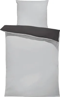 Produktbild von Bettwäsche Wende Unifarben Doubleface modern Microfaser Reißverschluss, Farbe:grau / anthrazit, Größe:4 teilig 135x200 cm